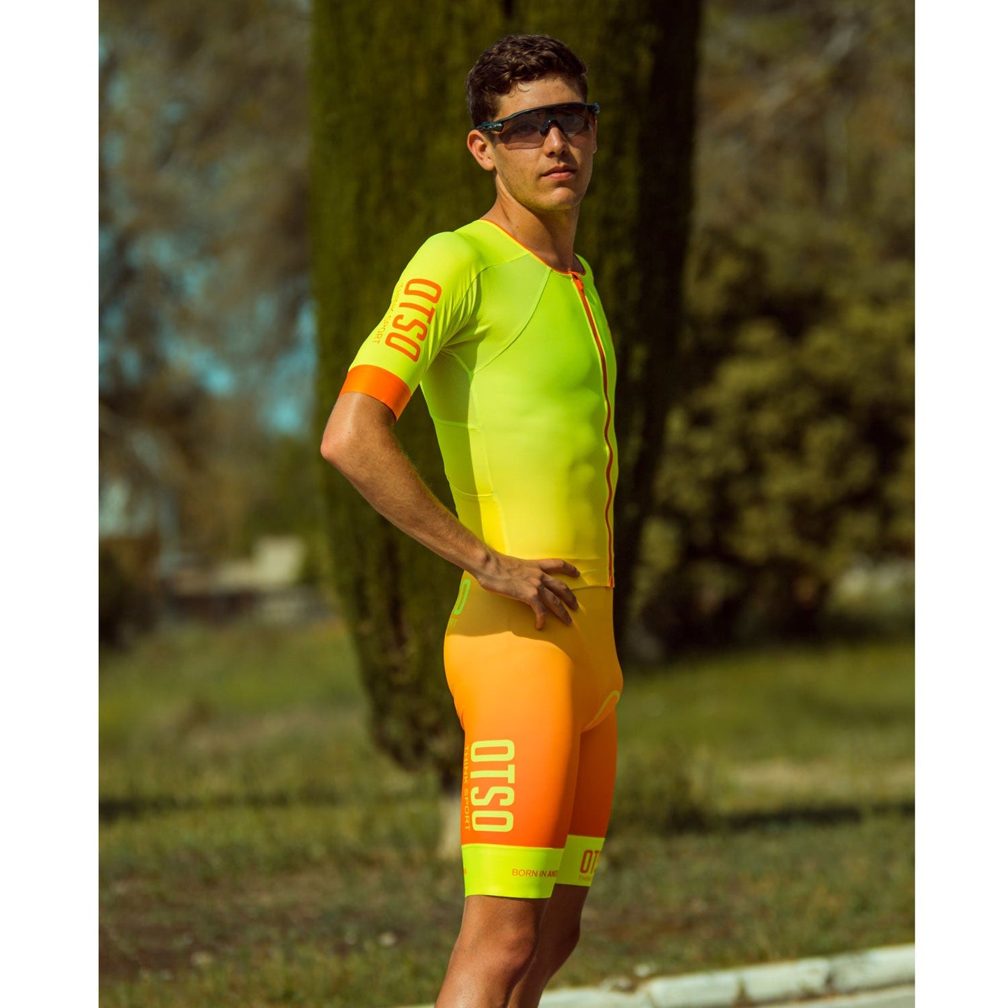 Tri Suit Hombre Fluo Yellow & Fluo Orange