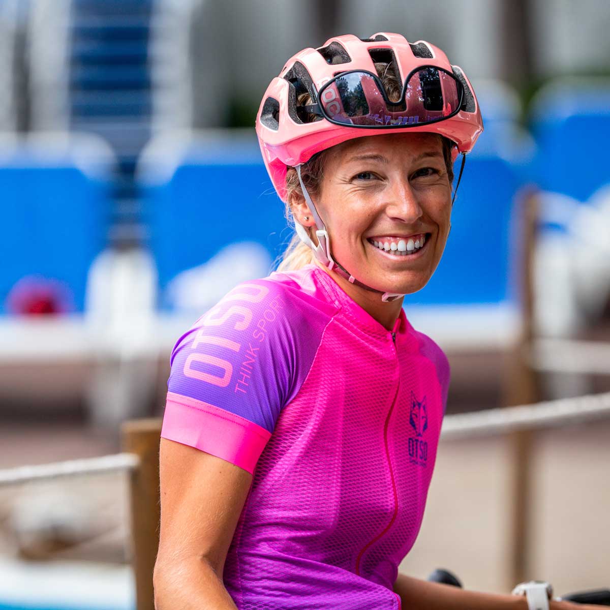 Jersey de Ciclismo Manga Corta Mujer Fluo Pink