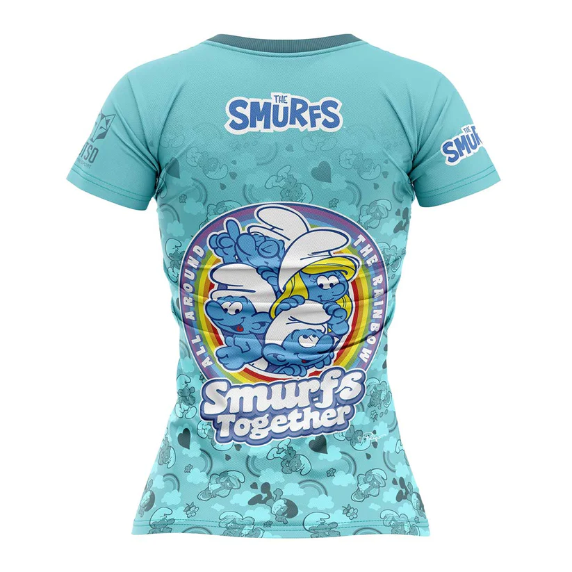 Camiseta Manga Corta Mujer Smurfs Rainbow