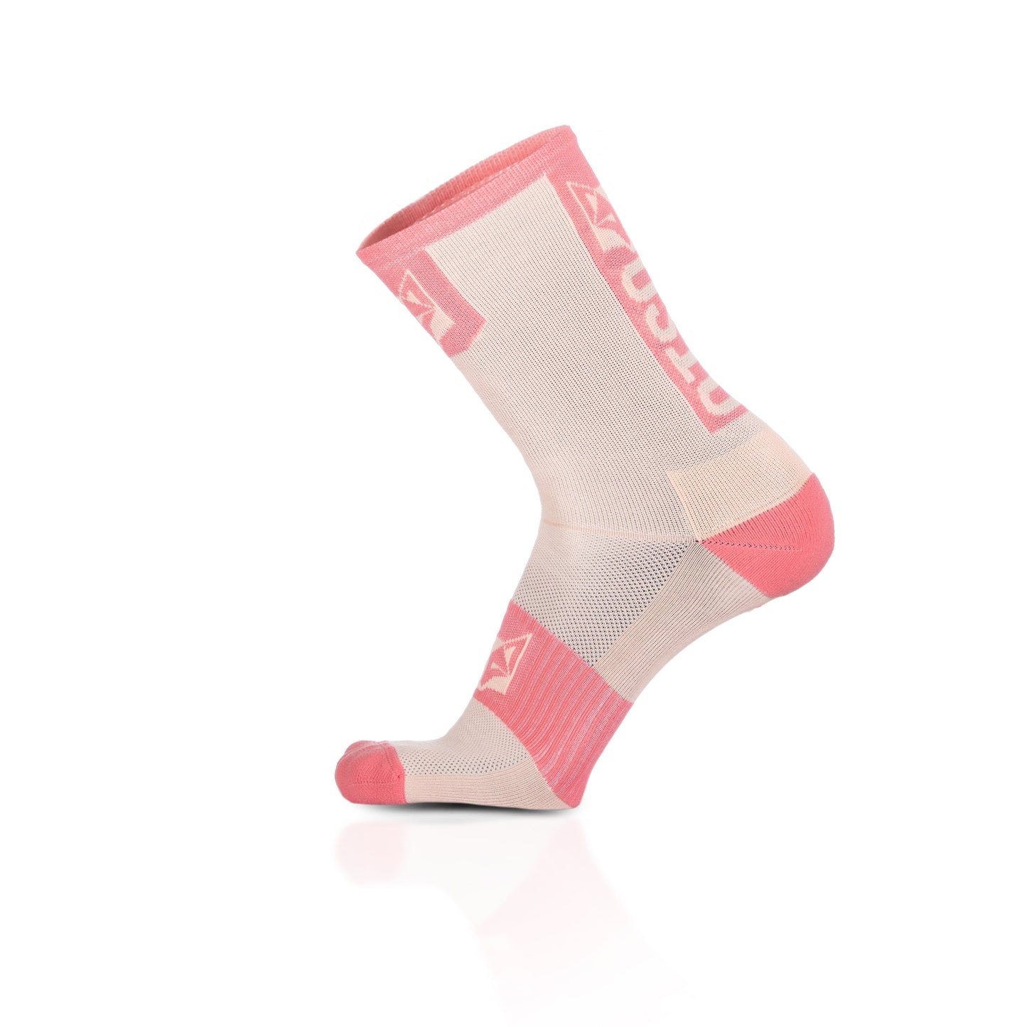 Medias de Ciclismo de Corte Alto Pink Coral & Pink Salmon