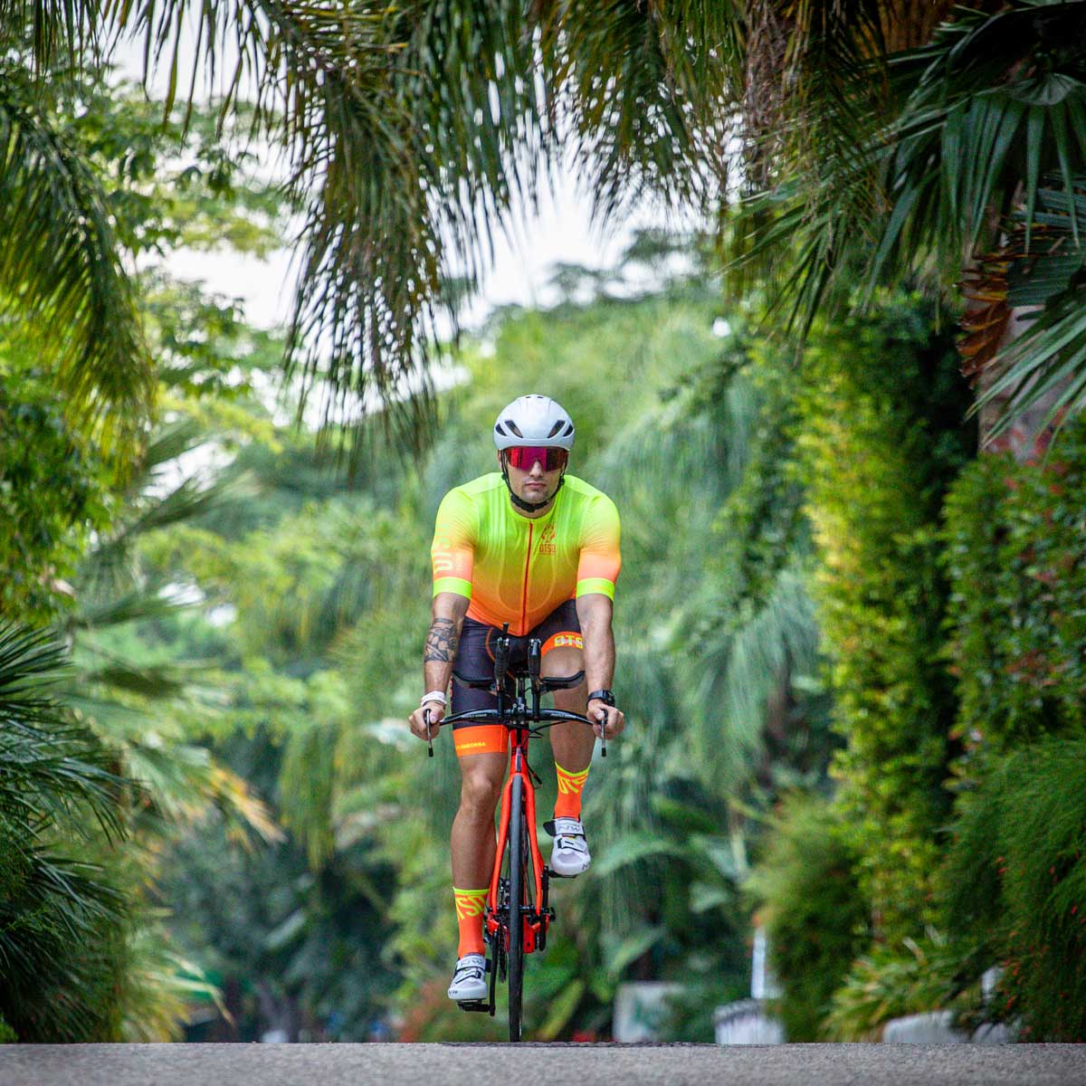 Medias de Ciclismo de Corte Alto Fluo Orange