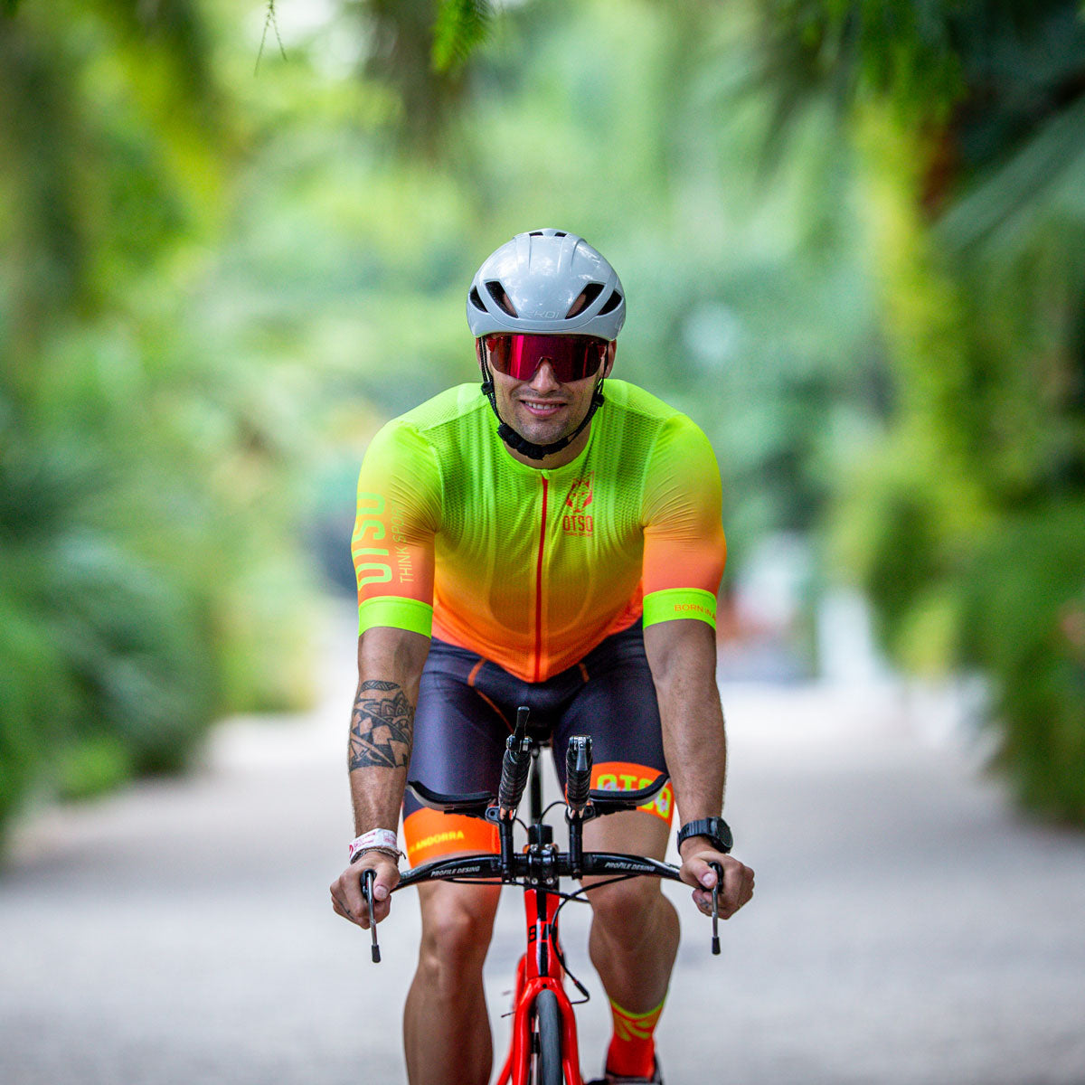 Jersey de Ciclismo Manga Corta Hombre Fluo Orange