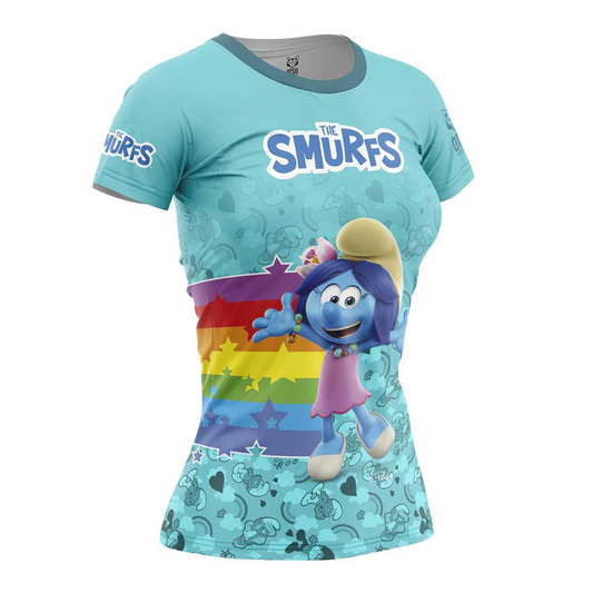 Camiseta Manga Corta Mujer Smurfs Rainbow