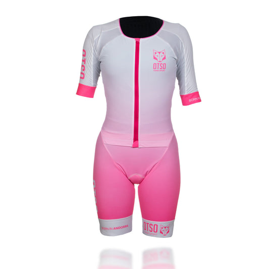 Tri Suit Mujer White & Fluo Pink